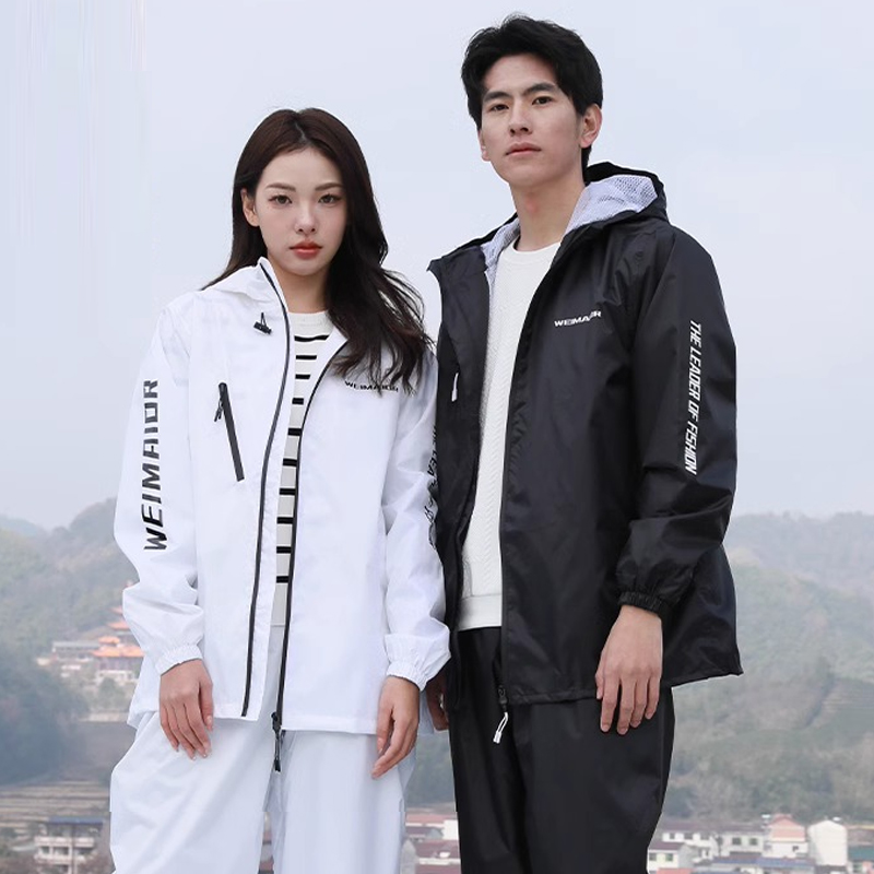 Cycling Rain Jacket Commute - บางเสื้อกันฝนชุดฤดูร้อนกันน้ําผู้ชายและผู้หญิงเสื้อกันฝนกางเกงชุดท่องเที่ยวกลางแจ้งเดินป่ารถจักรยานยนต์ขี่จักรยานแยก Rain Wear