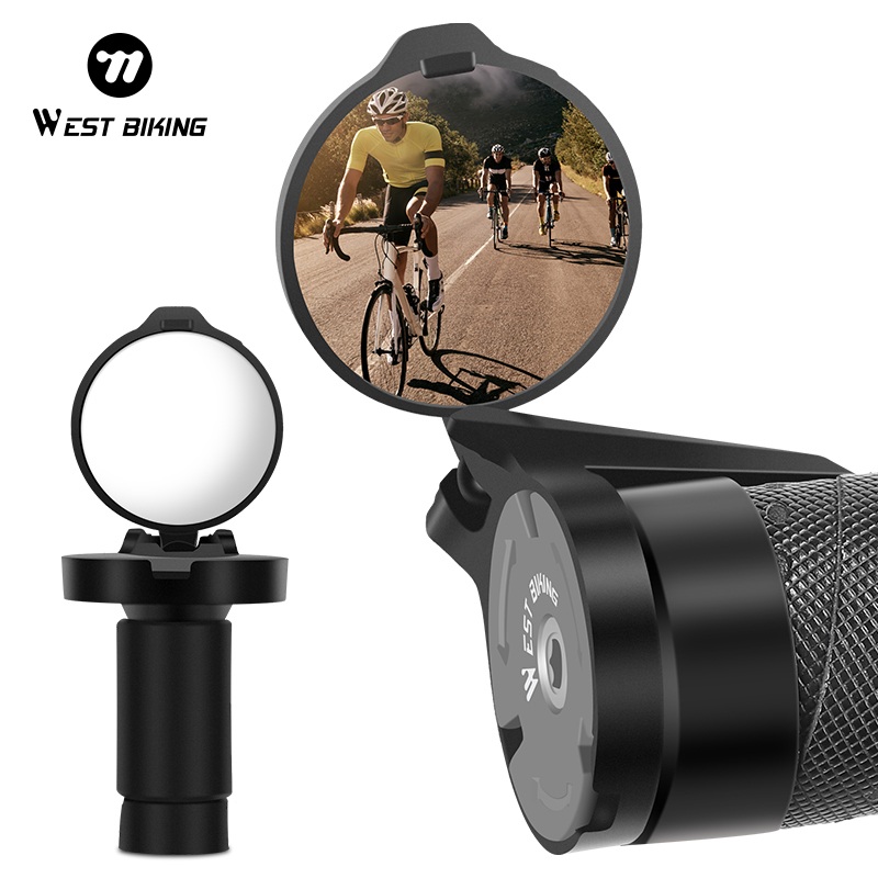 Mirror Handlebar Convex - WEST BIKING HD กระจกมองหลังจักรยาน กระจกนูนแบบปรับได้อเนกประสงค์ กระจกปลายแฮนด์แบบหมุนได้