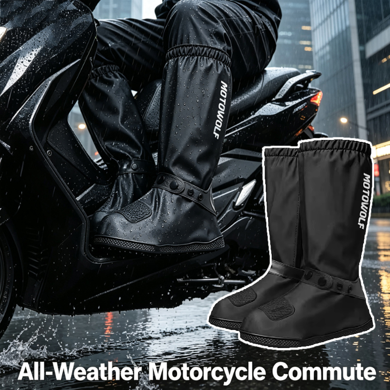 Cycling Shoes For Commute - ที่หุ้มรองเท้ากันฝนแบบใช้ซ้ำได้สำหรับการเดินทางกลางแจ้ง ขี่มอเตอร์ไซค์ ปั่นจักรยาน ท่องเที่ยว รองเท้ากันฝนกันลื่น
