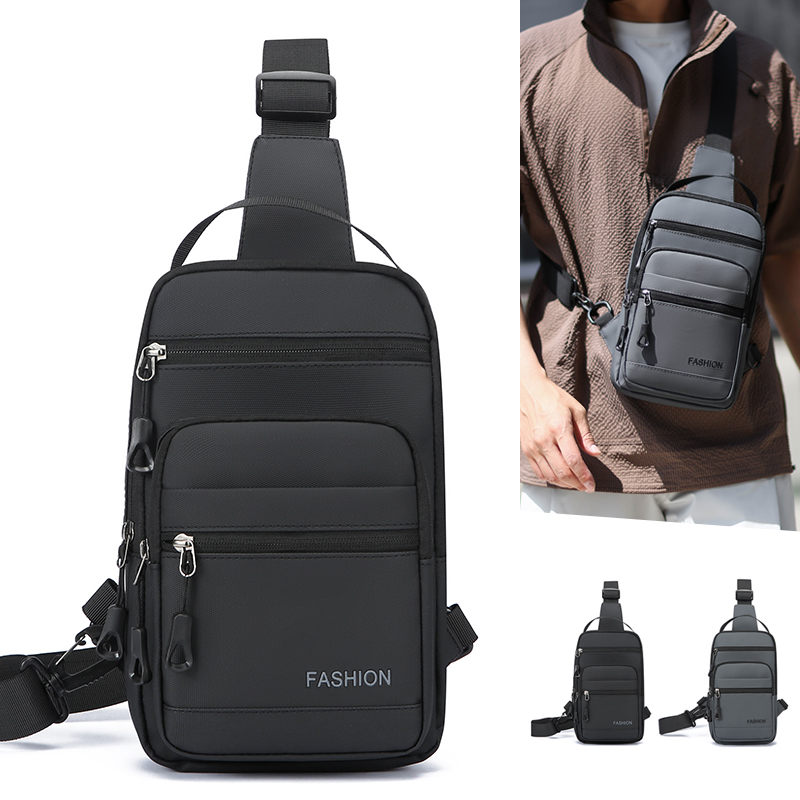Cycling Commute Bag - กระเป๋าคาดหน้าอกสำหรับผู้ชาย กันน้ำ ผ้าอ็อกซ์ฟอร์ด กระเป๋าซิปด้านหน้า สายสะพายถอดได้ สำหรับปั่นจักรยาน