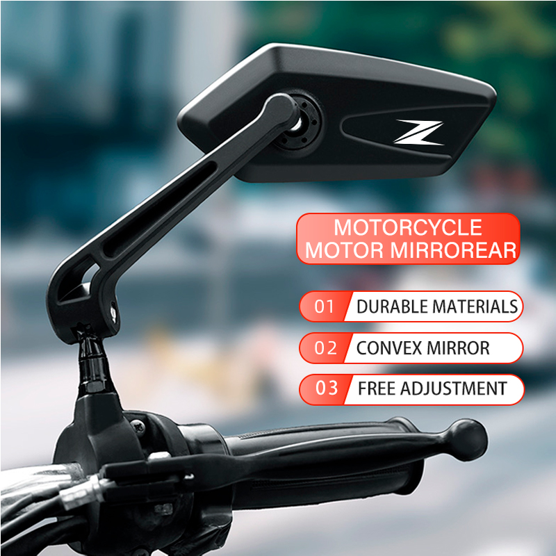 Mirror Handlebar Convex - กระจกมองหลังแบบพับได้ มุมกว้าง ทรงนูน สีดำ สำหรับรถมอเตอร์ไซค์ Kawasaki