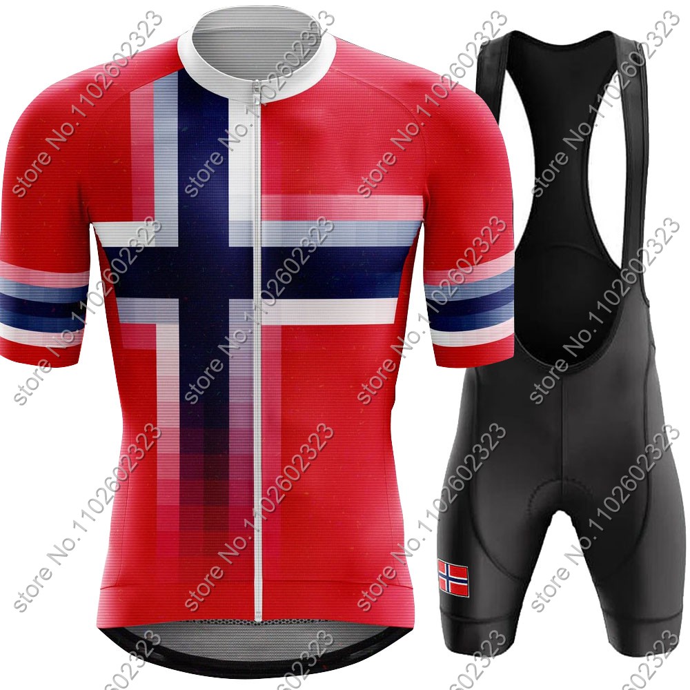 Cycling Community - 2024 Norway ชุดทีมชาติเสื้อเจอร์ซีย์นักปั่นเสื้อผ้าสำหรับปั่นจักรยานเสือภูเขาชุดปั่นจักรยานเสือภูเขากางเกงขาสั้น