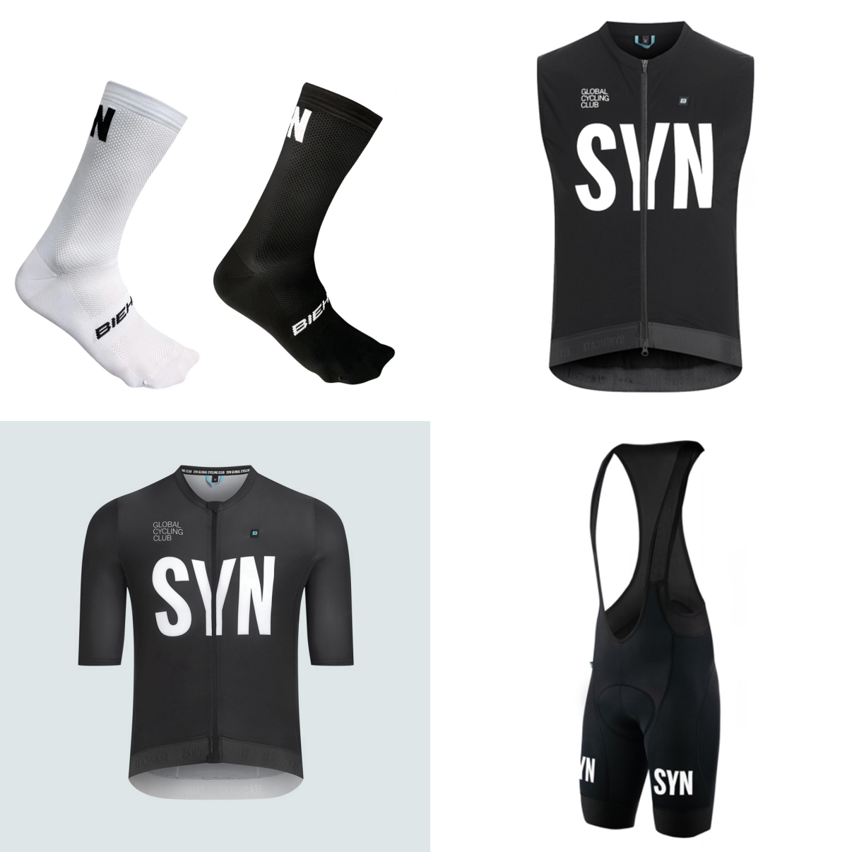 Cycling Community - ชุดปั่นจักรยานแขนสั้นสำหรับฤดูร้อน 2026 สีดำ-น้ำเงิน SYN ชุดเสื้อเจอร์ซีย์และกางเกงปั่นจักรยานแบบมีสายเอี๊ยม 4