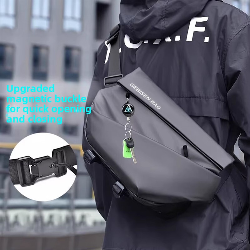 Cycling Commute Bag - กระเป๋าสะพายข้างผู้ชายแบบแม่เหล็ก, กระเป๋าคาดหน้าอกอเนกประสงค์ความจุขนาดใหญ่สำหรับการเดินทางด้วยจักรยาน