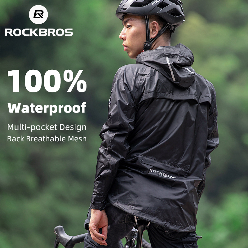 Cycling Rain Jacket Commute - ROCKBROS กันน้ําขี่จักรยานเสื้อกันฝนผู้ชายระบายอากาศกันลมสะท้อนแสงคลุมด้วยผ้าเสื้อกันฝนกีฬากลางแจ้งเสื้อกันลม